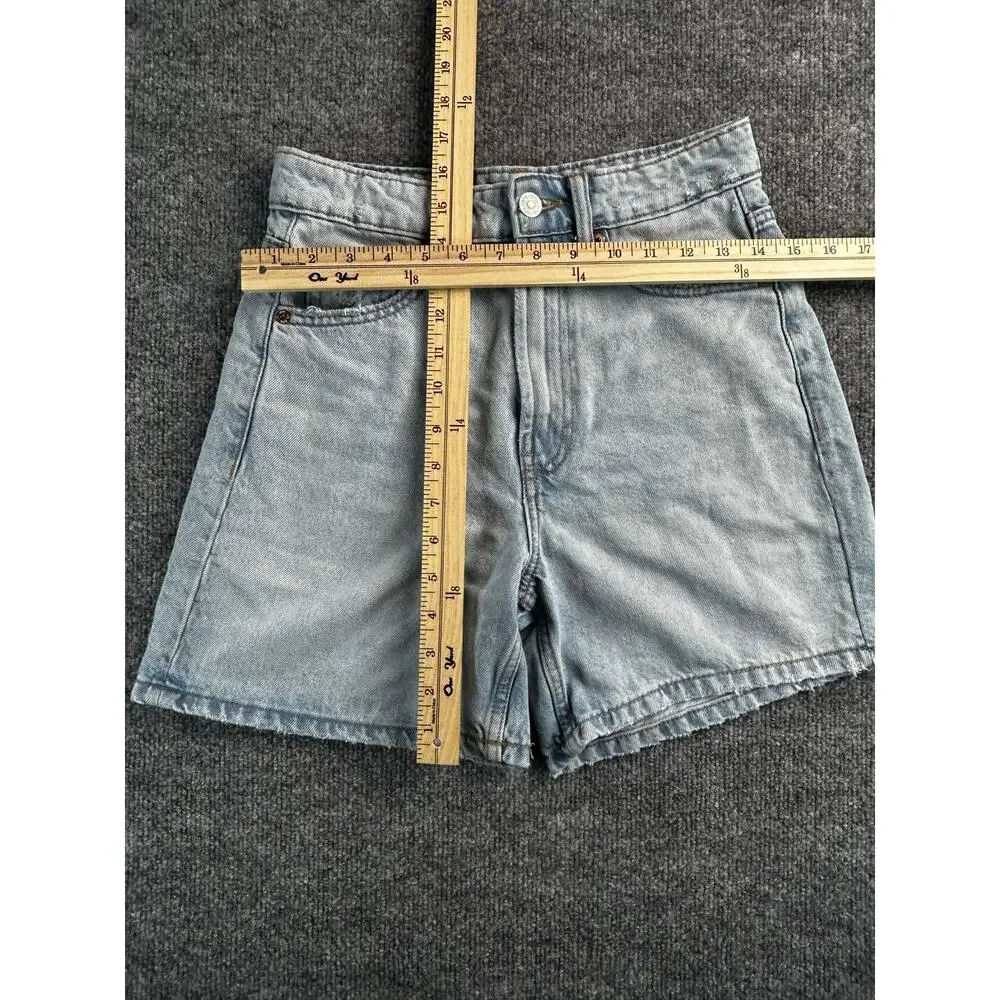 Zara High Rise Denim Shorts Women's US 2 Light Wash Mom Jean Shorts - Picture 5 of 5